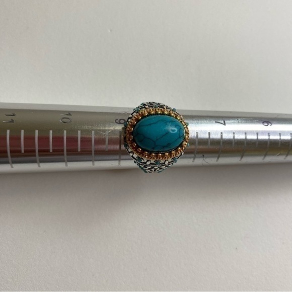 Hand Crafted Jewelry - Brand new Turquoise silver plated unisex ring size 8
